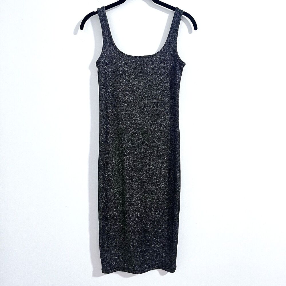 Zara Tradaluc Bodycon Tank Dress Size S Silver Glitter Stretch Night Party Sexy